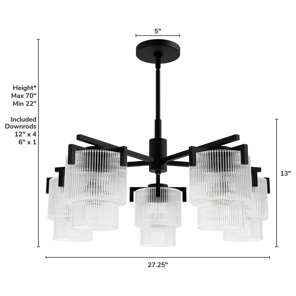 Hunter Ontario Jasmine Roth 5-Light Chandelier in Matte Black, , large