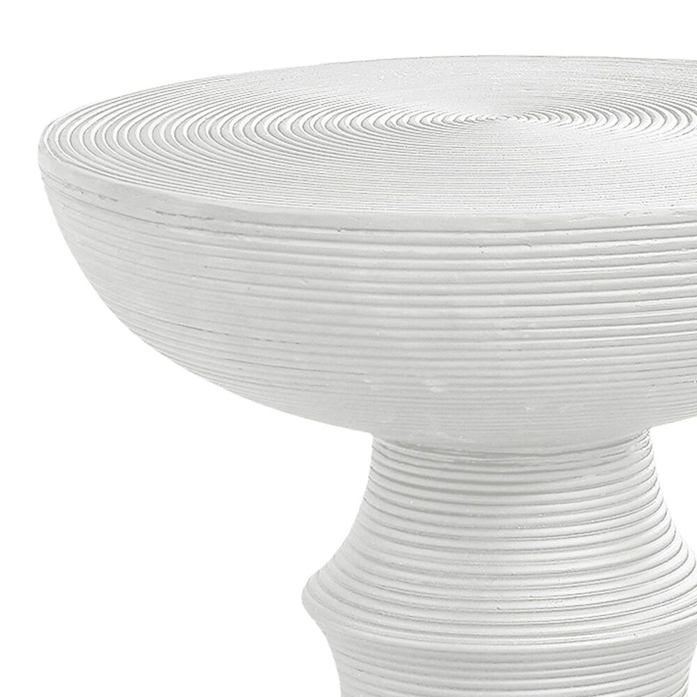 Hearth and Haven Outdoor Round Side Table with Ribbed Texture in White, , large