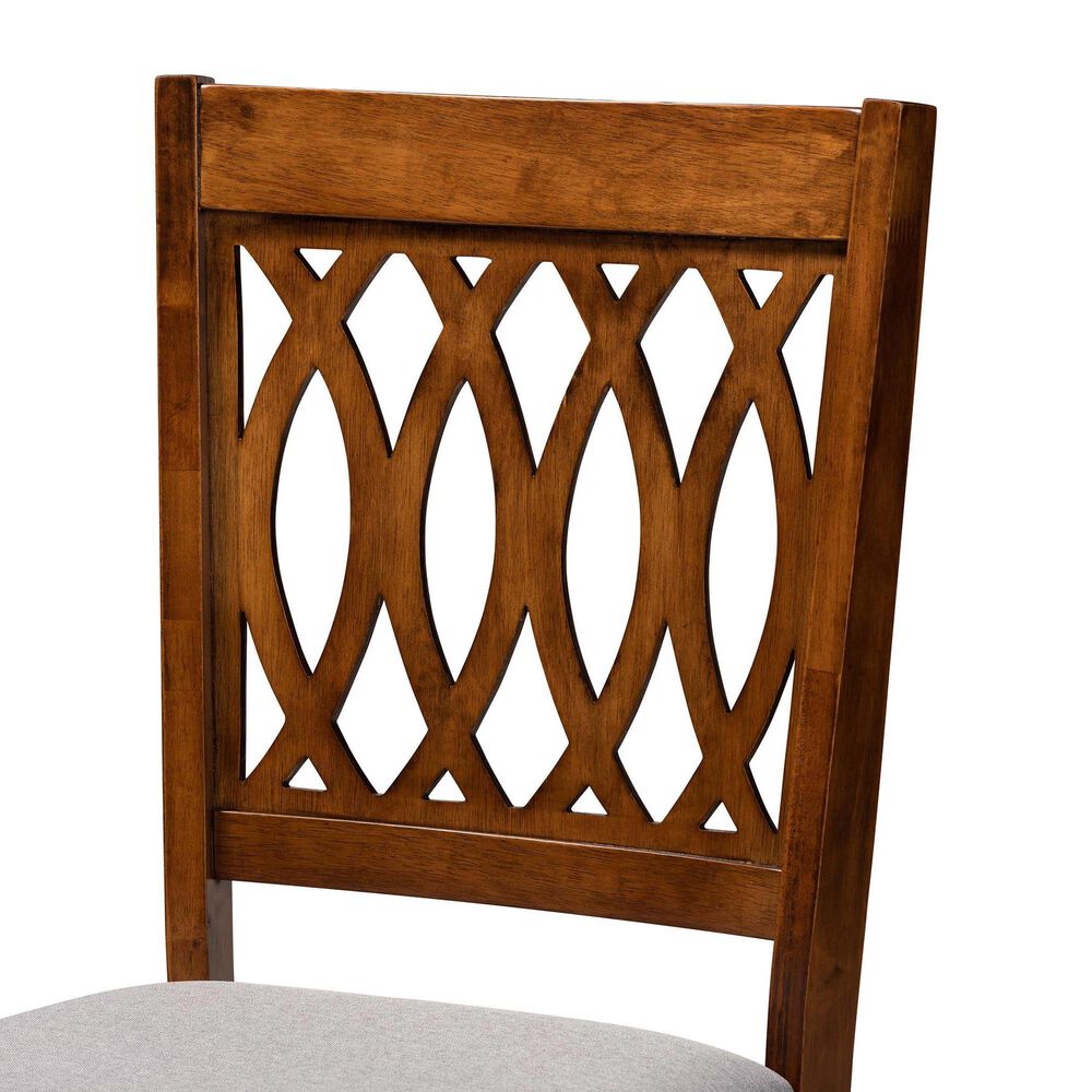 Baxton Studio Florencia Side Chair with Grey Cushion in Walnut Brown (Set of 2), , large