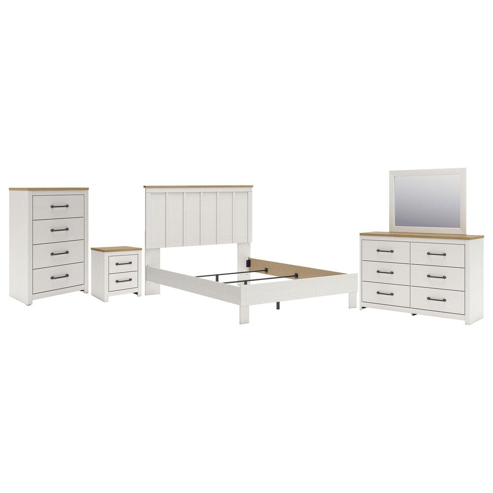 Ashley Linnocreek 5-Piece Queen Bedroom Set in White and Warm Brown, , large