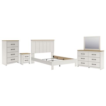 Ashley Linnocreek 5-Piece Queen Bedroom Set in White and Warm Brown, , large