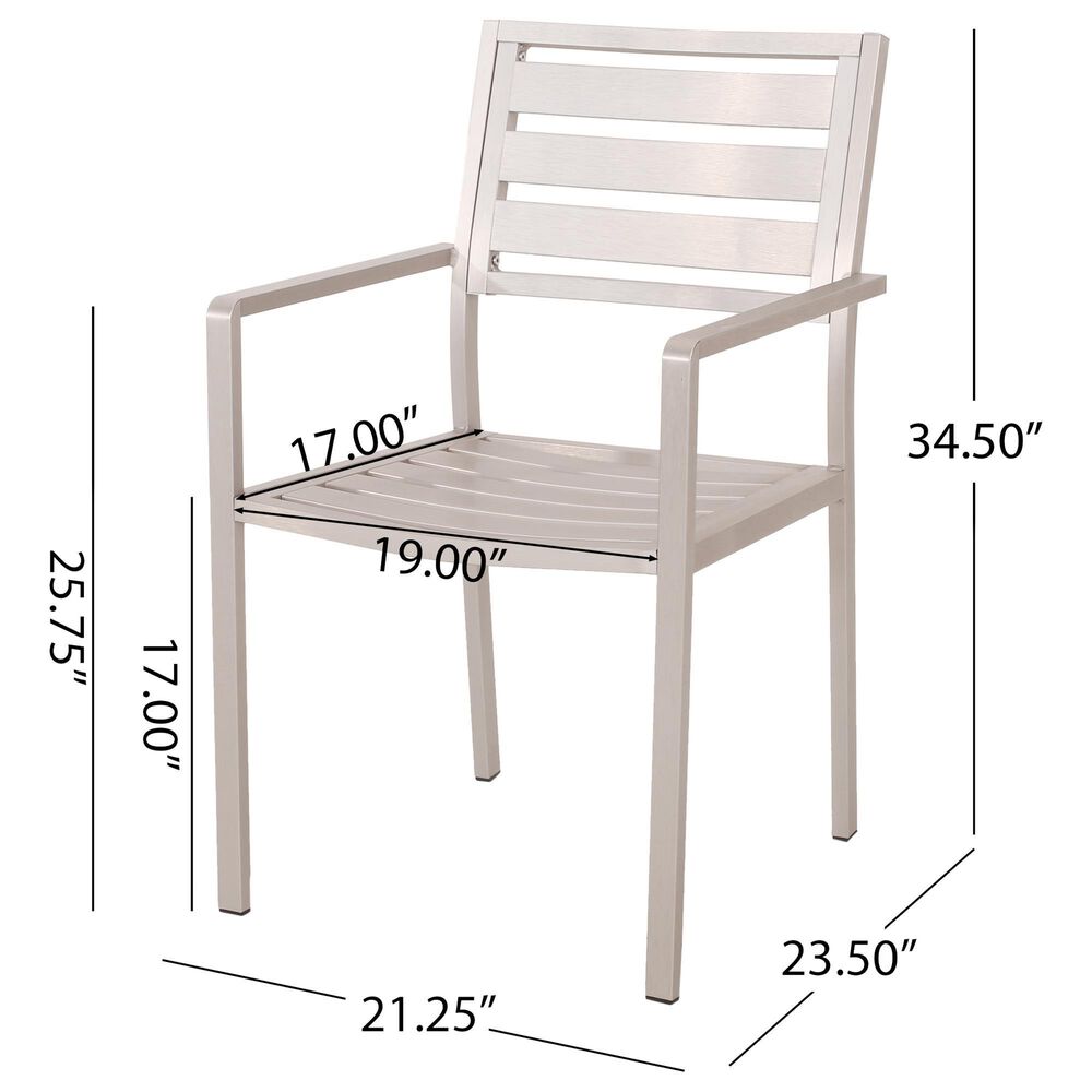 Noble House Cape Coral Patio Dining Chair in Silver (Set of 2) NFM