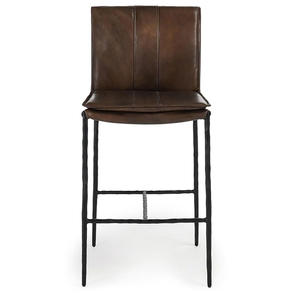 Classic Home Mayer Counter Stool Truffle Brown Leather in Black, , large