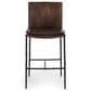 Classic Home Mayer Counter Stool Truffle Brown Leather in Black, , large