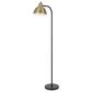 Cal Lighting Morley Metal Floor Lamp with Antique Brass Shade in Satin Black, , large