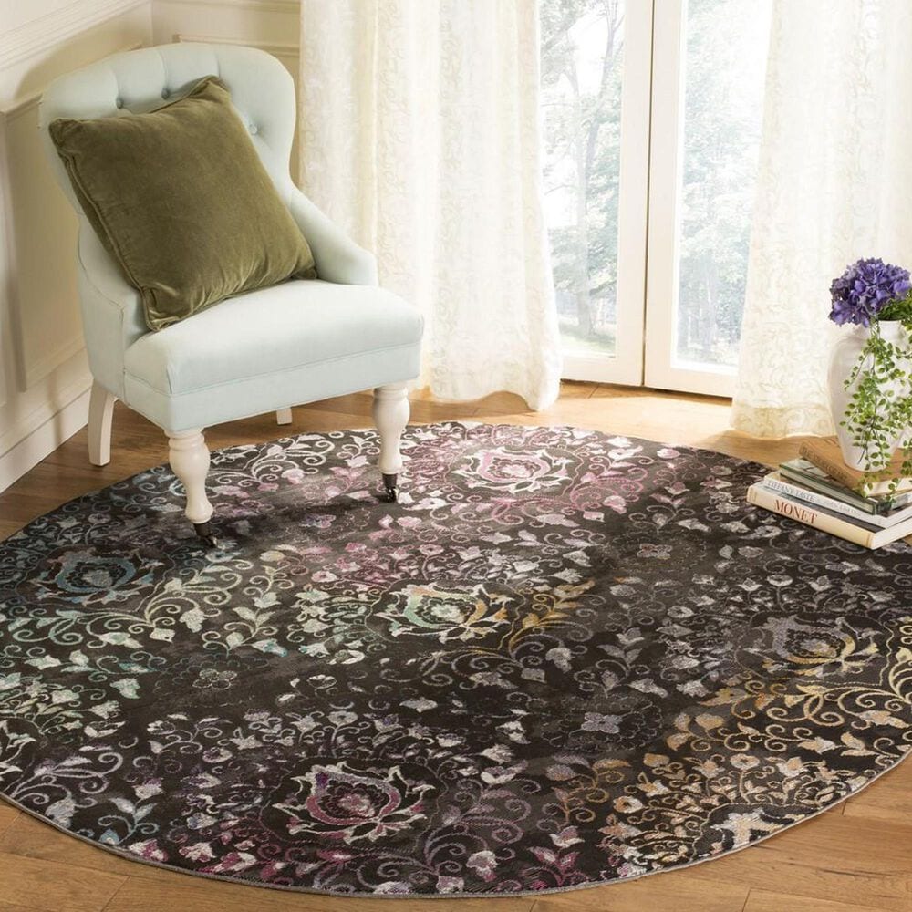 Safavieh Aria 6&#39;6&quot; Round Brown and Multicolor Area Rug, , large