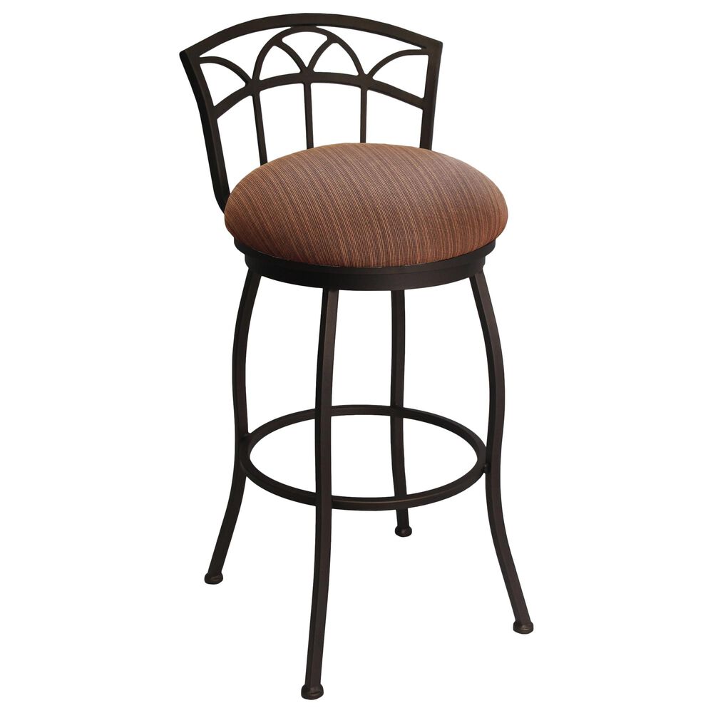 Delaware Dining Fairview 30" Patio Swivel Barstool with Dupione Oak Seat in Sun Bronze, , large