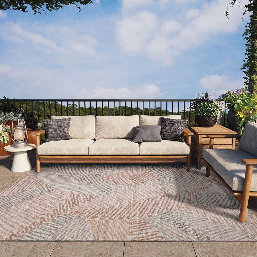Dalyn Rug Company Sedona Floral 3&#39; x 5&#39; Walnut Indoor/Outdoor Area Performance Rug, , large