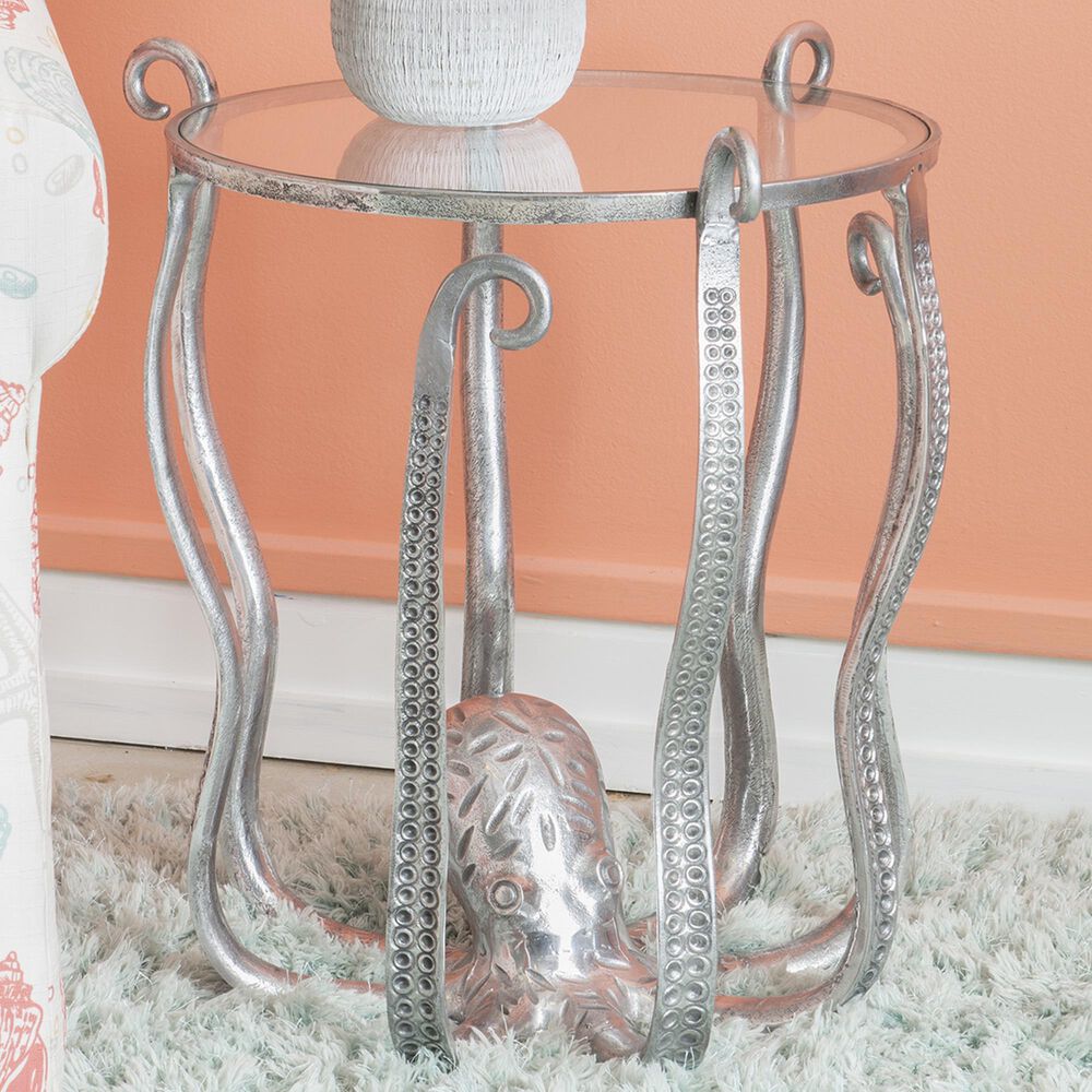 Linon Home Decor Octiana Octopus End Table in Silver, , large