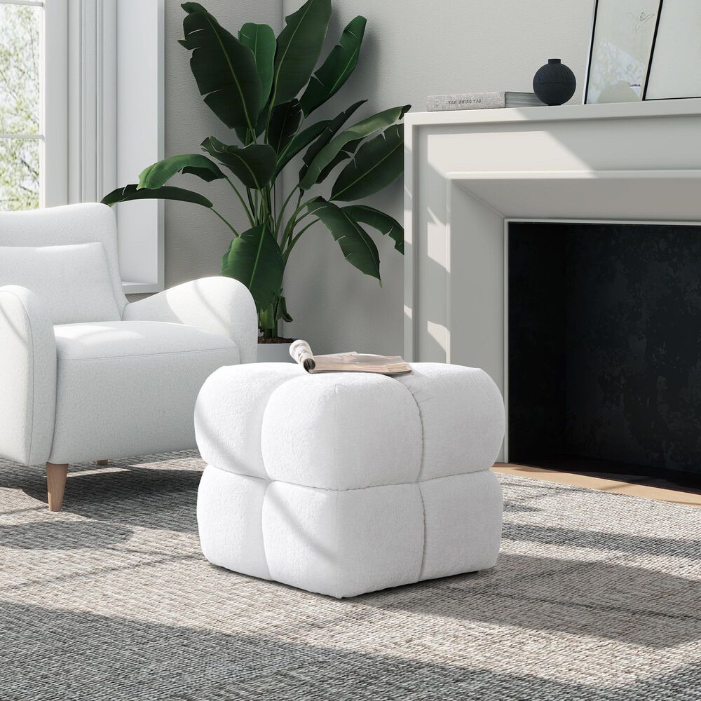 Jennifer Taylor Home Pixel Pouf Ottoman in Almond White, , large