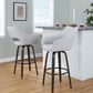 LumiSource Mustang 30" Swivel Bar Stool with Grey Fabric Upholstery in Glazed Walnut and Black (Set of 2), , large