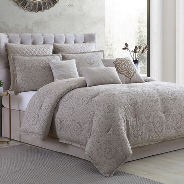 Hallmart Collectibles Kearney Damask 9-Piece Queen Comforter Set in Tuton and Ivory, , large