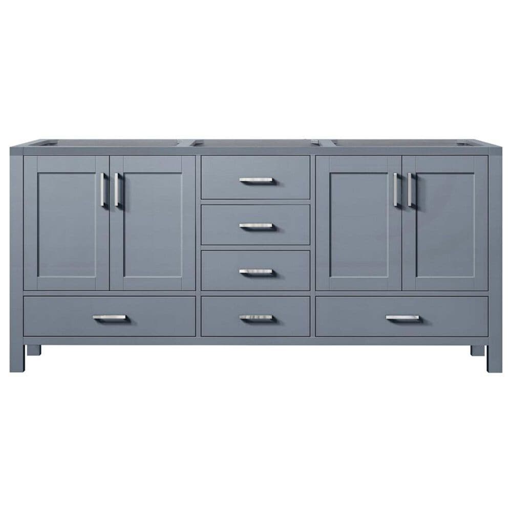 Lexora Home Jacques 60&quot; Double Bathroom Vanity in Dark Grey with 2 cm White Cultured Marble Top and Rectangular Sinks, , large