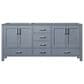 Lexora Home Jacques 60" Double Bathroom Vanity in Dark Grey with 2 cm White Cultured Marble Top and Rectangular Sinks, , large
