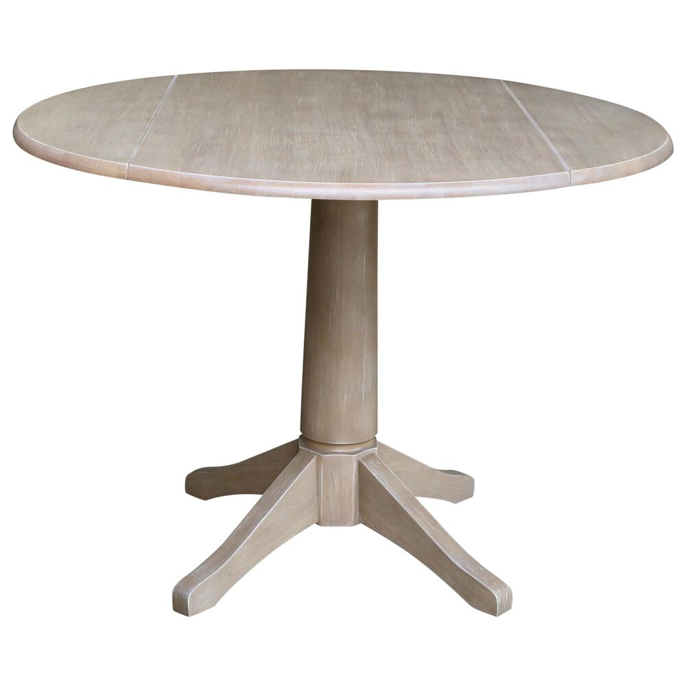 International Concepts 42" Modern Farmhouse Casual Round Drop Leaf Dining Table in Gray , , large