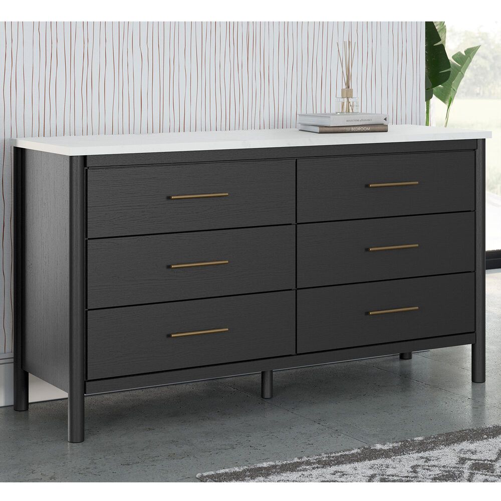 Ashley Cadmori 6-Drawer Dresser in Matte Black and White, , large