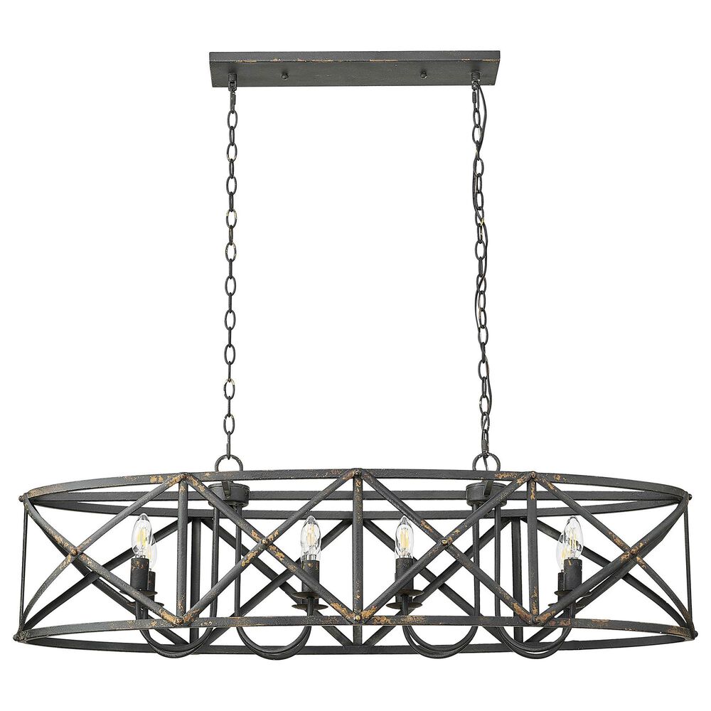 Golden Lighting Alcott 8-Light Linear Pendant in Antique Black and Gold, , large