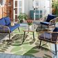 Safavieh Henderson 4-Piece Patio Living Set with Navy Cushion in Natural and Black, , large