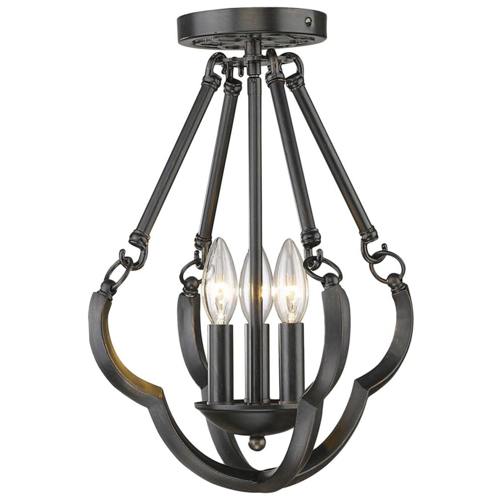 Golden Lighting Smithsonian Saxon Semi Flush Convertible in Aged Bronze, , large