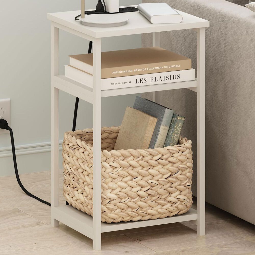 HOMLUX 22.7" 3-Tier End Table in White, , large
