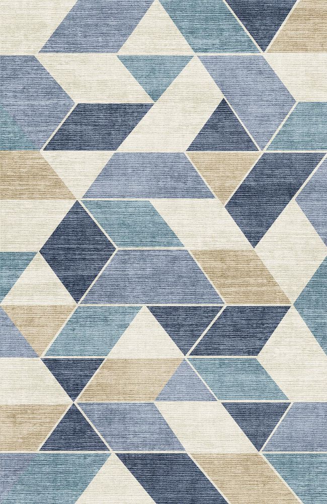 Central Oriental Rugease Devika 5" x 7" Beige and Blue Area Rug, , large
