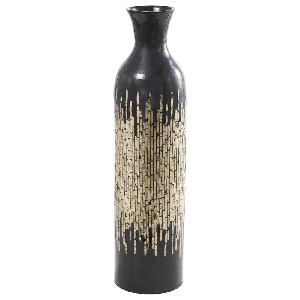 Maple and Jade Decorative Vase with Gold Ombre Design in Polished Black and Gold, , large