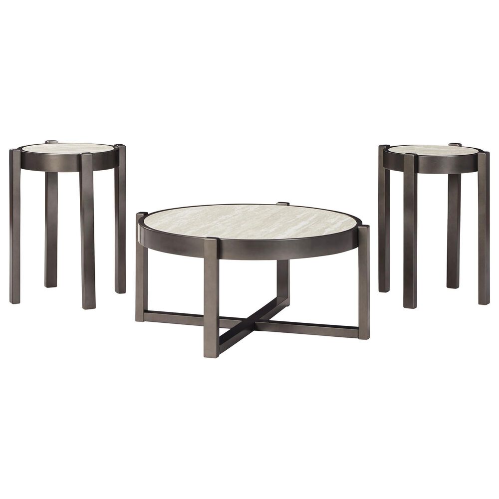 Signature Design by Ashley Lannoli Occasional Table Set in Beige and Pewter (Set of 3), , large