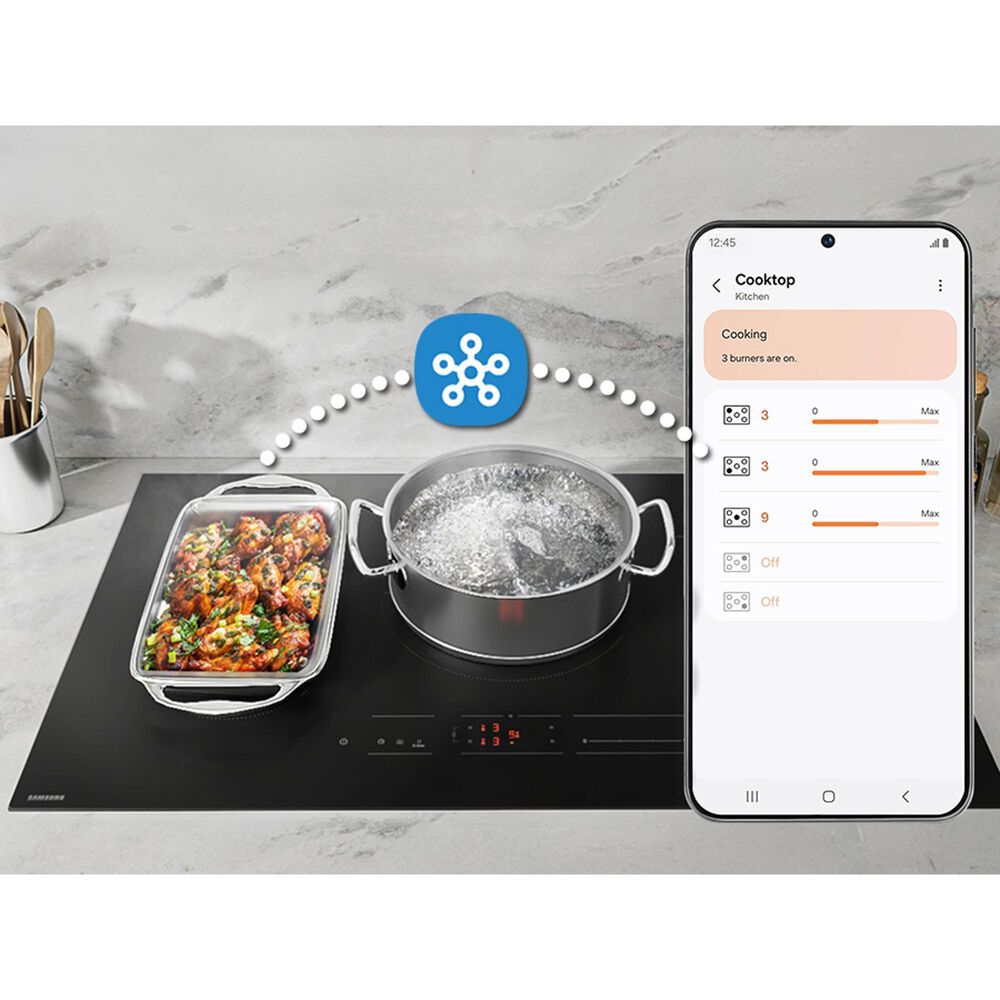 Samsung Bespoke 2-Piece Kitchen Package with Stainless Steel Bespoke 30" Single Wall Oven and Black 36" Induction Cooktop, , large