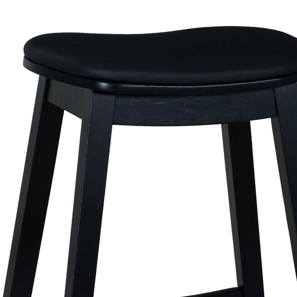 Linon Home Decor Culver Counter Stool with Black Cushion in Black (Set of 2), , large