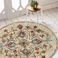 L&R Resources Sinuous Floral Oasis 4" Round Beige Area Rug, , large