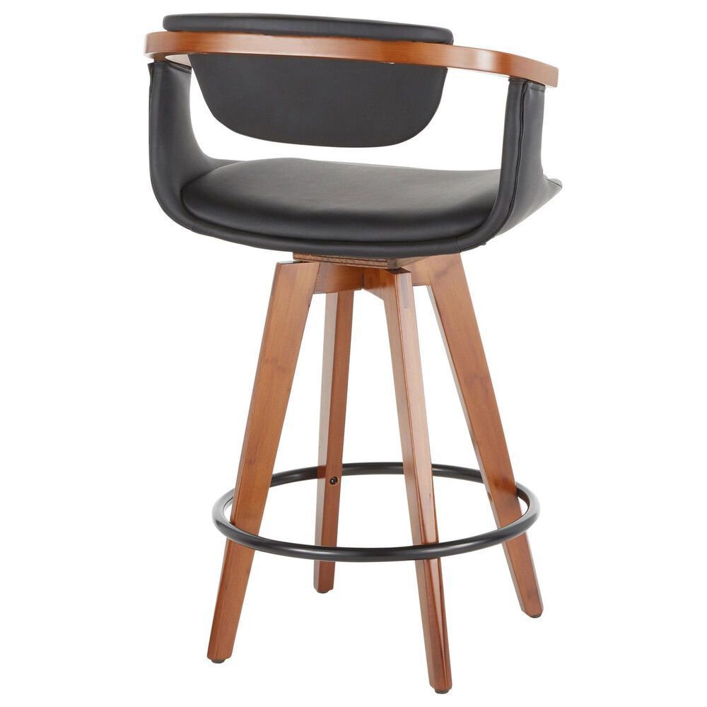 Lumisource Oracle Swivel Counter Stool with Black Cushion in Walnut and Black, , large