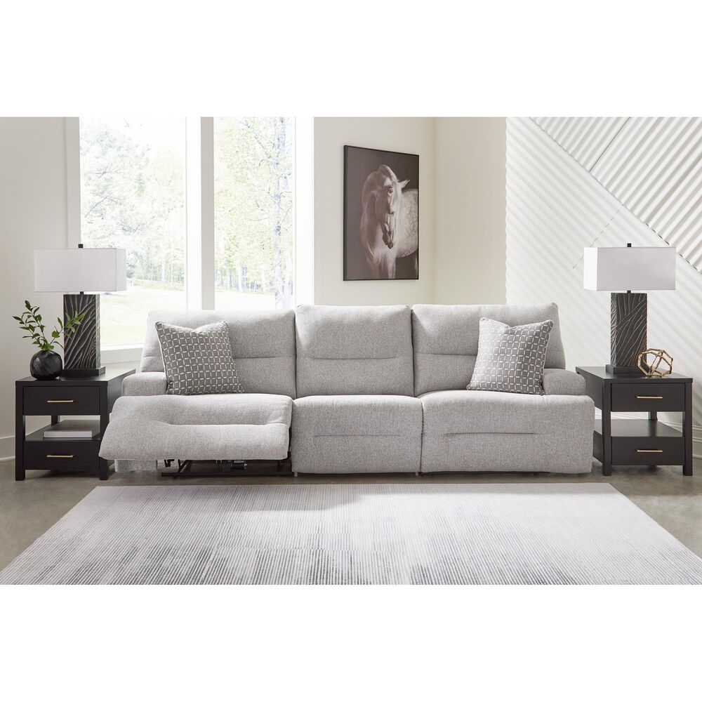 Ashley Acklen Place 3-Piece Power Symmetrical Reclining Sofa in Pewter, , large