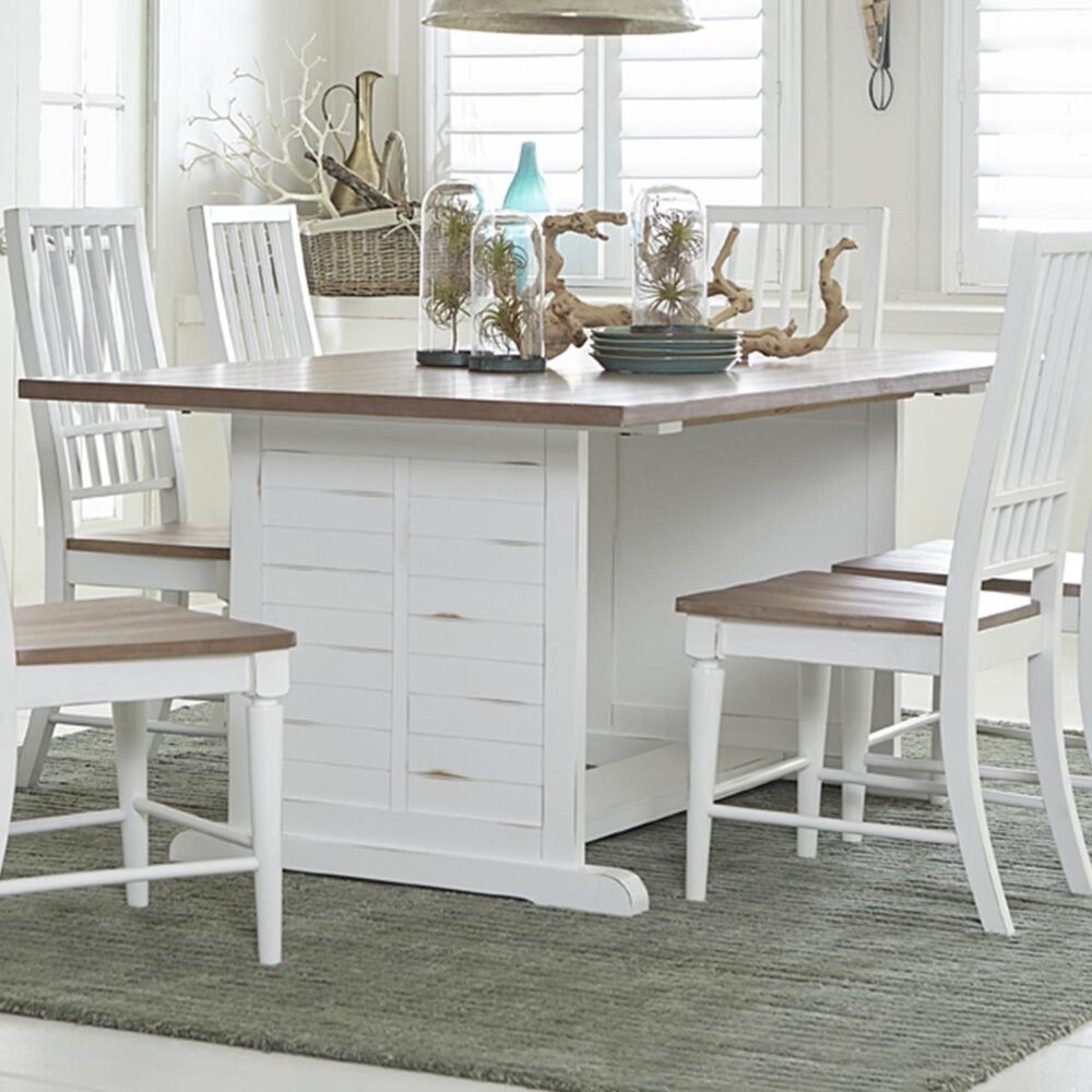 Tiddal Home Shutters Dining Table in Light Oak and Distressed White - Table Only, , large