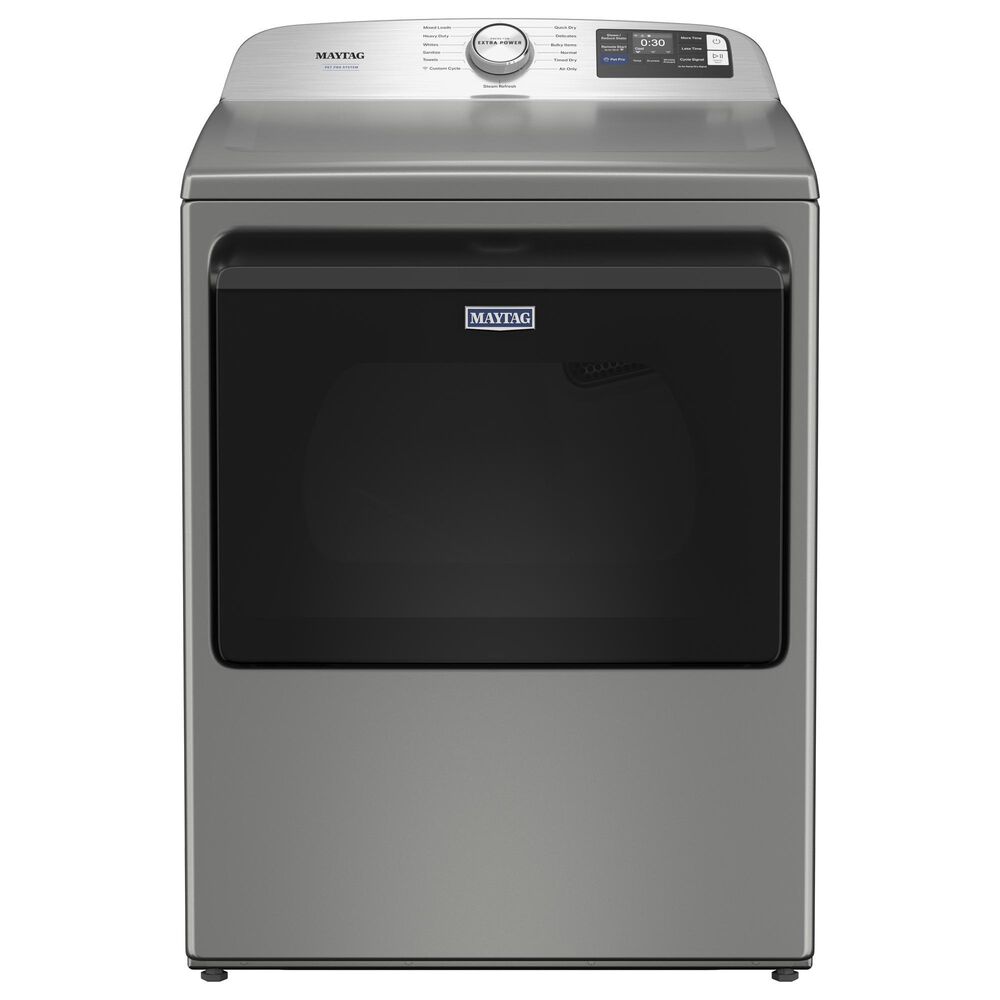 Maytag 5.2 Cu. Ft. Smart Pet Pro Top Load Washer and 7.4 Cu. Ft. Smart Top Load Electric Dryer with Pet Pro Option in Classic Silver, , large