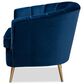 Baxton Studio Emeline Arm Chair with Brushed Gold Frame in Navy Blue, , large