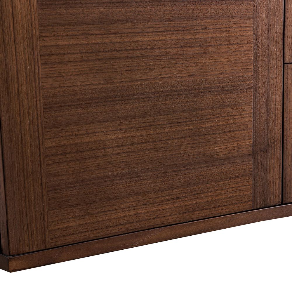 James Martin Vanities Amberly 72&quot; Double Bathroom Vanity in Mid-Century Walnut with Single Hole 3 cm White Zeus Quartz Top and Rectangular Sinks, , large