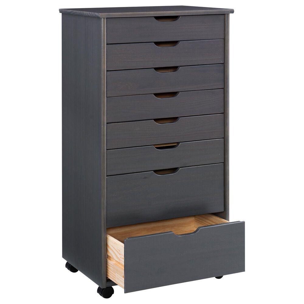Linon Home Decor Cary 8-Drawer Rolling Cart in Grey, , large