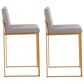 Lumisource Fuji Counter Stool with Grey Cushion in Gold Finish (Set of 2), , large