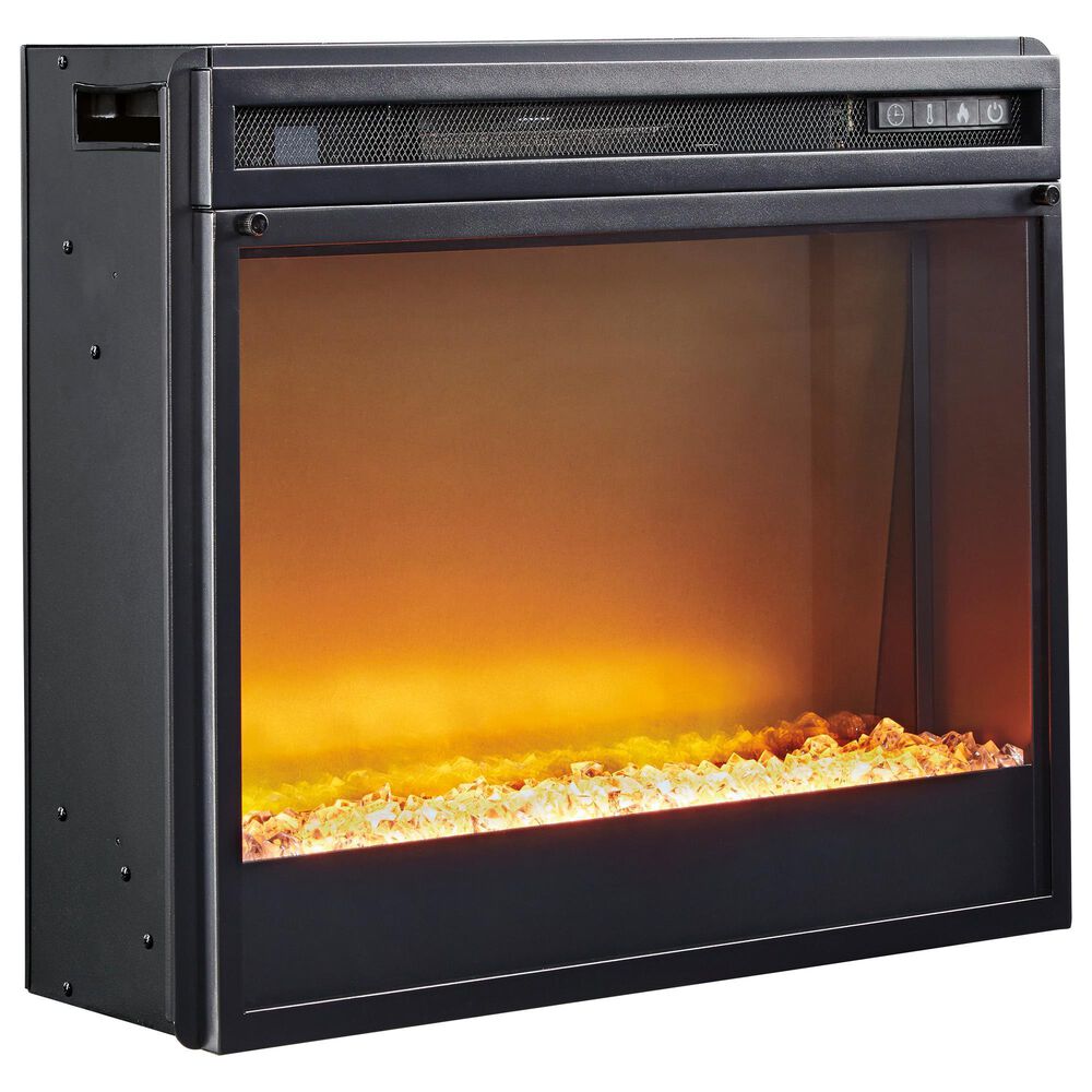 Ashley Wildenauer 76" TV Stand with Electric Fireplace in Rich Brown and Warm Satin Black, , large