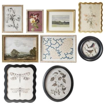 Creative Coop Obsidian 10"-19.5" 9-Piece Landscapes, Botanicals and Insect Prints Wall Decor Set in Multicolor, , large