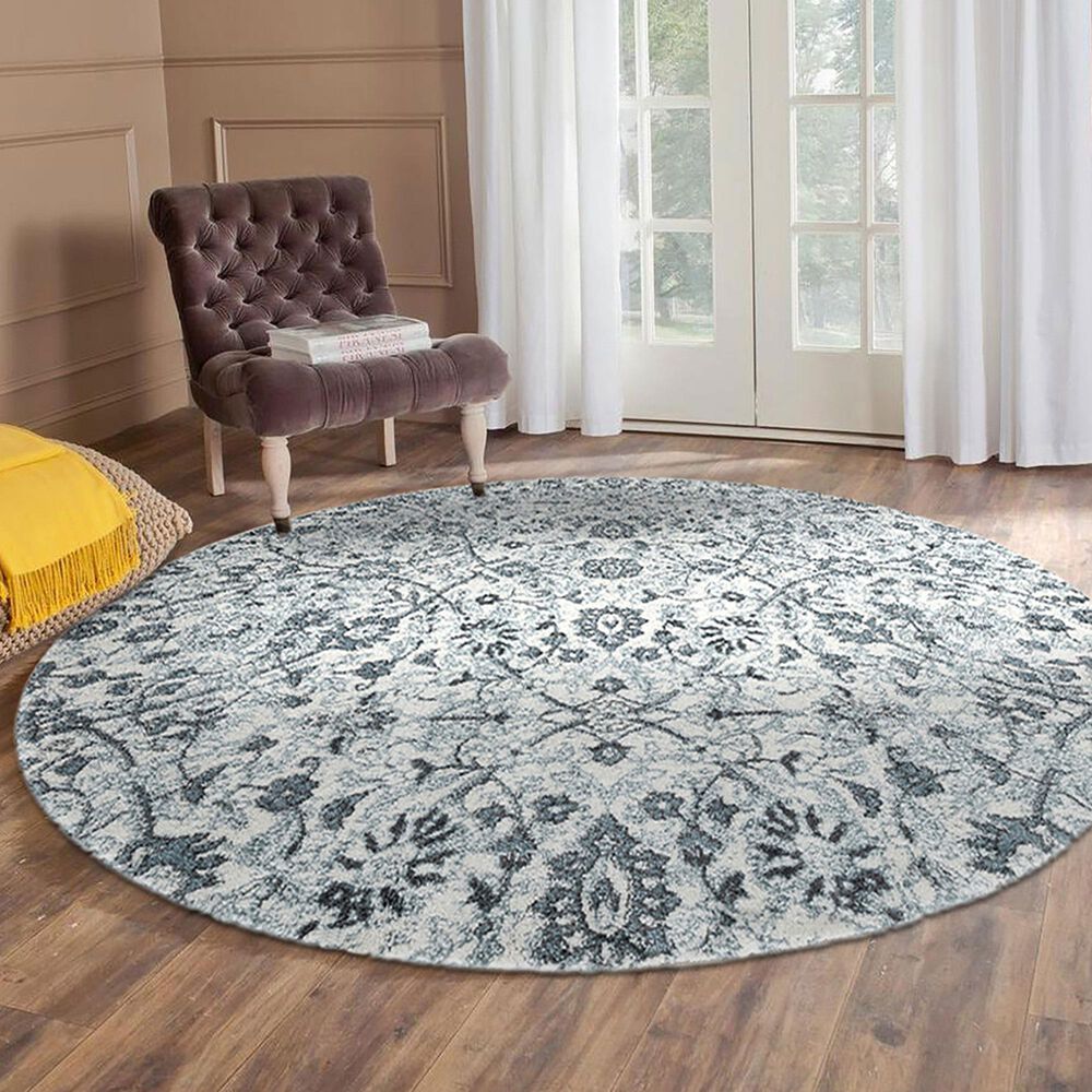 Amer Rugs Alexandria 6&#39;7&quot; Round Light Blue Area Rug, , large