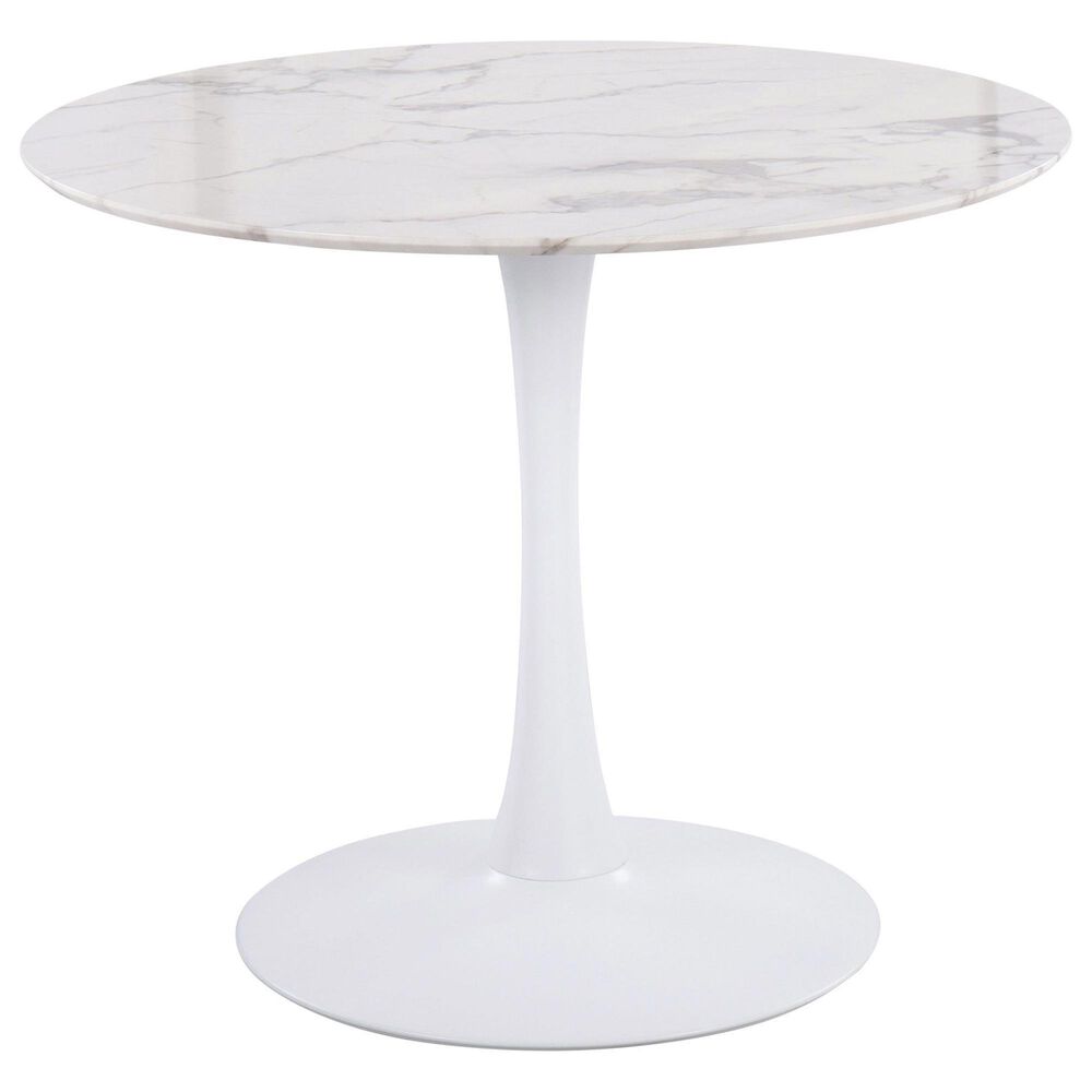 LumiSource Pebble Modern Table with White Metal Base and White Marble Veneer Table Top by LumiSource, , large