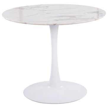 LumiSource Pebble Modern Table with White Metal Base and White Marble Veneer Table Top by LumiSource, , large