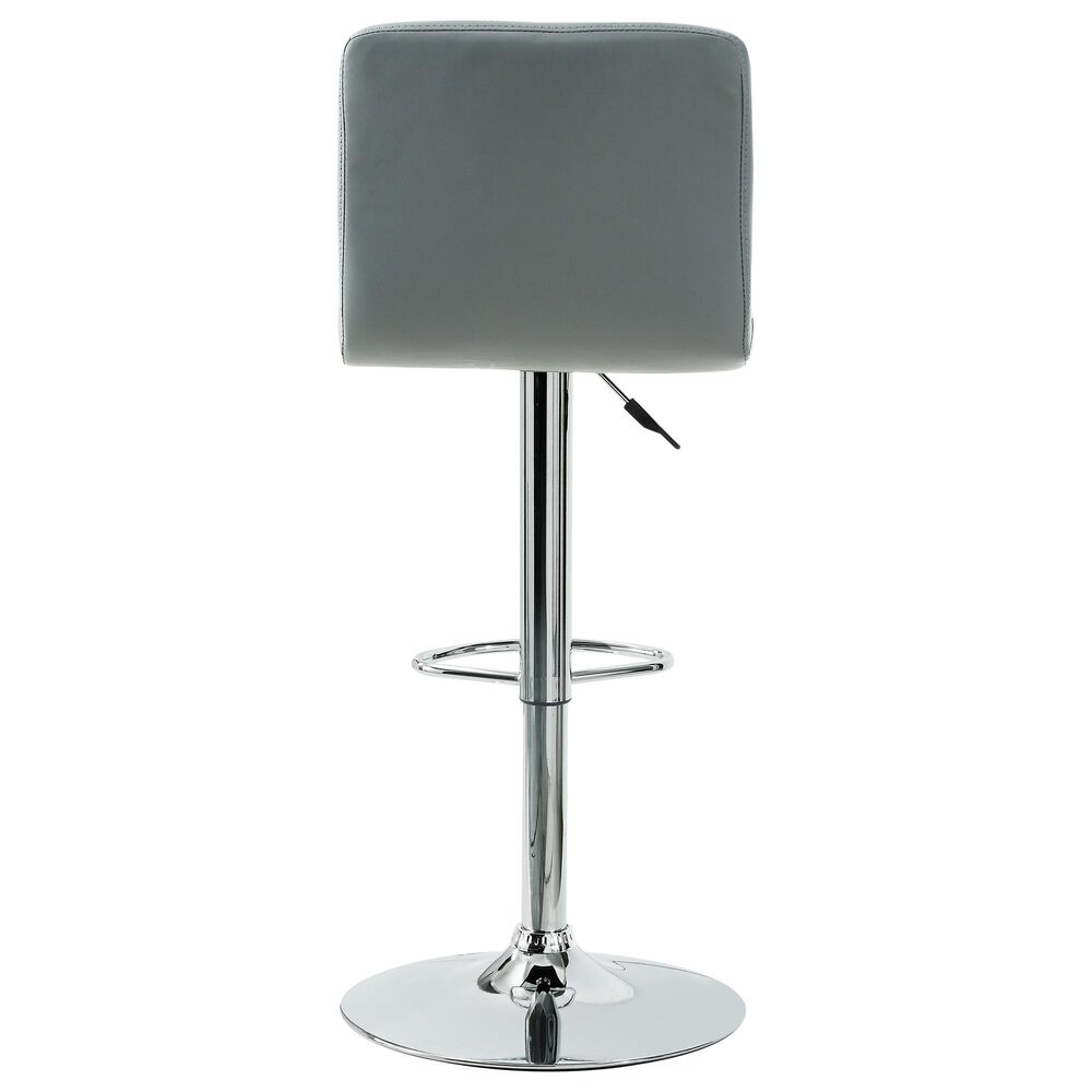 Parkerville Furniture Line Adjustable Quilted Bar Stool with Grey Cushion in Chrome, , large