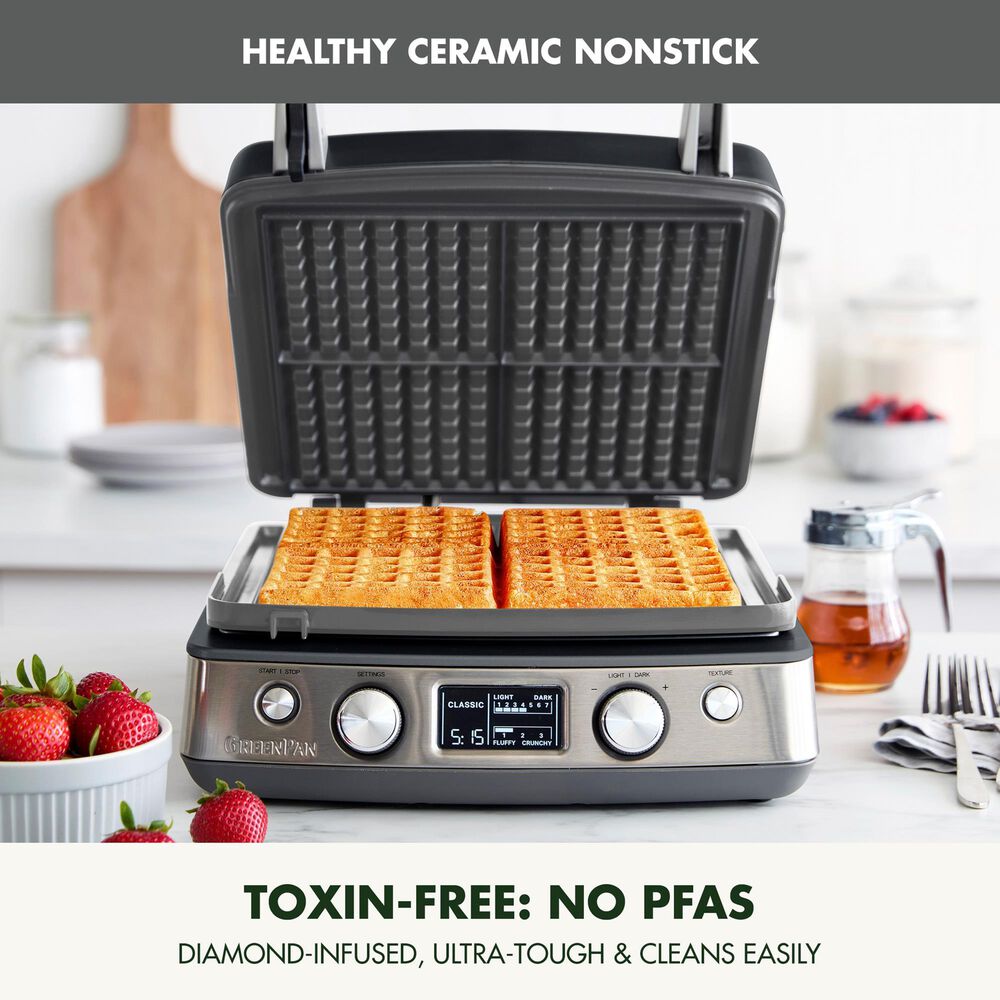 Green Pan Elite 4-Square Waffle Maker in Graphite, , large