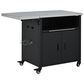 Hearth and Haven Outdoor Kitchen Island Cart with Dual Expandable Stainless Steel Tabletops in Black, , large