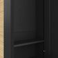 HOMLUX 6-Hook Hall Tree with 2-Rattan Doors in Black, , large