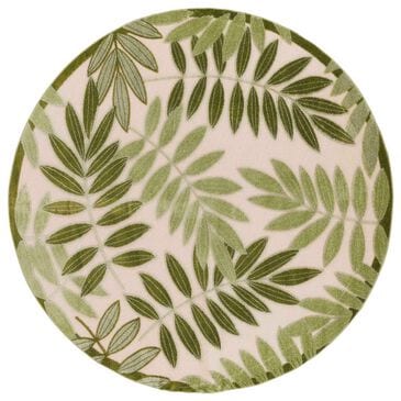Nourison Aloha ALH18 7"10" Round Ivory and Green Indoor/Outdoor Area Rug, , large