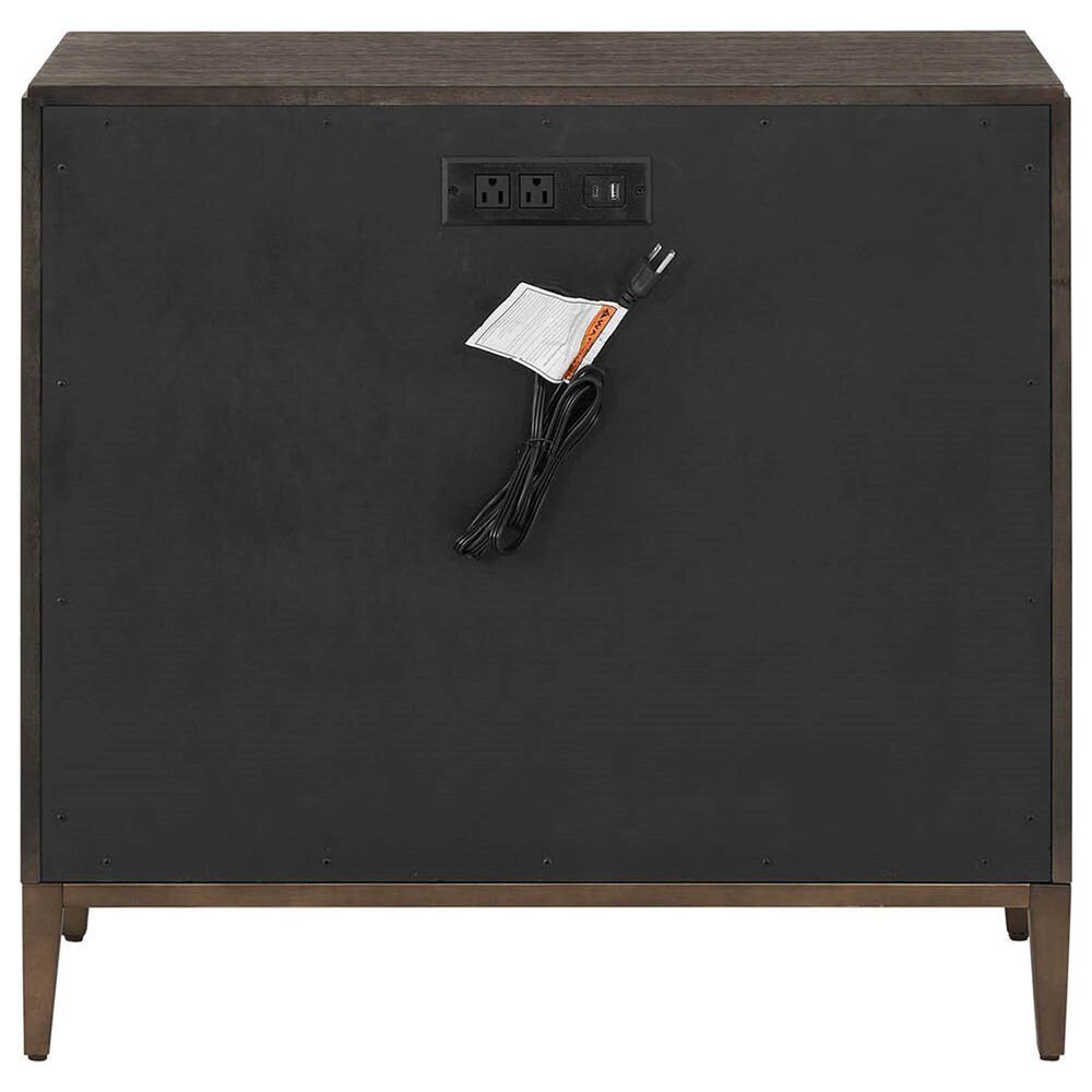 Furniture Worldwide Montclair 3 Drawer Nightstand in Medium Brown and Smoked Gold with Outlets and USB Ports, , large