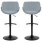 LumiSource Fabrico Swivel Adjustable Bar Stool with Blue Noise Fabric Upholstery and Rounded T Footrest in Black (Set of 2), , large